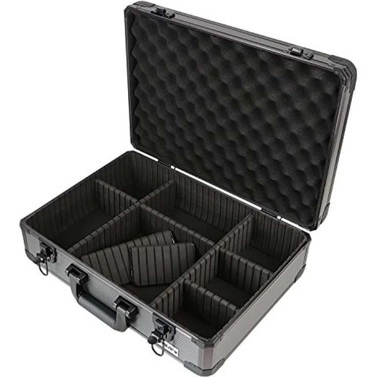 HMF 14502-02 Alu Transportkoffer, Aufbewahrungskoffer, Kamerakoffer, individuelle Facheinteilung, 46 x 15 x 33 cm – Bild 2
