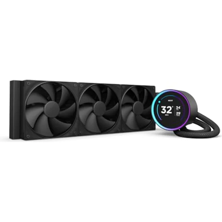 NZXT Kraken Elite 360 - AIO CPU-Flüssigkeitskühler - 360mm Radiator - 3 x F120P Lüfter - Anpassbares 2.72“ IPS LCD - NZXT Turbine Pump - Intel LGA 1700, 1200/115X, 1851 - AMD AM5, AM4 - Schwarz – Bild 1