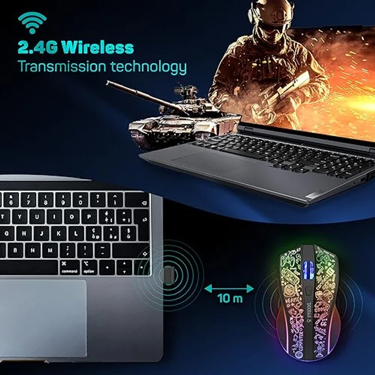 Connect IT CMO-3530-DD, Kabellose Gaming-Maus mit 4800 DPI, programmierbaren Tasten und RGB-Beleuchtung, Schwarz – Bild 5