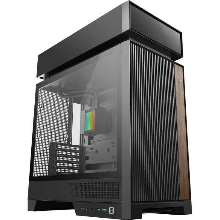 DeepCool CL6600, Midi Tower-Gehäuse mit gehärtetem Glas, RGB-Beleuchtung, Schwarz, für ATX/Micro-ATX/Mini-ITX, mit 7 Erweiterungssteckplätzen und optimiertem Kabelmanagement