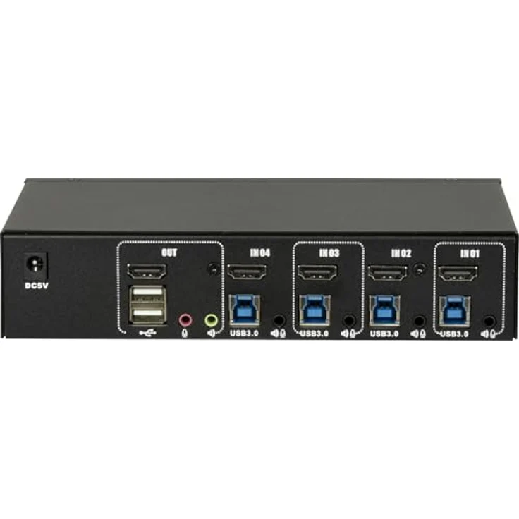 Intertech IPC KVM Switch AS-41HUS, 4-Port KVM Switch mit 4K@60Hz Auflösung, Schwarz – Bild 2
