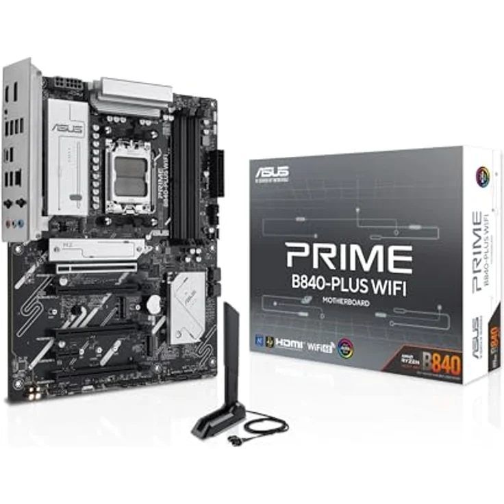 ASUS Prime B840-PLUS WiFi Mainboard Sockel AMD AM5 (AMD B840, ATX, DDR5 Speicher, 3X M.2, PCIe 4.0, WiFi 6E, Aura Sync) – Bild 1