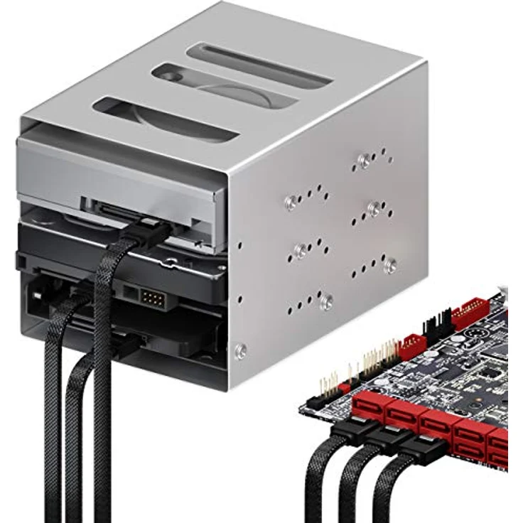 deleyCON SATA 3 Kabel Set, 3x 60 cm, 6 Gbit/s Datenkabel mit L-Stecker gerade, Schwarz – Bild 5