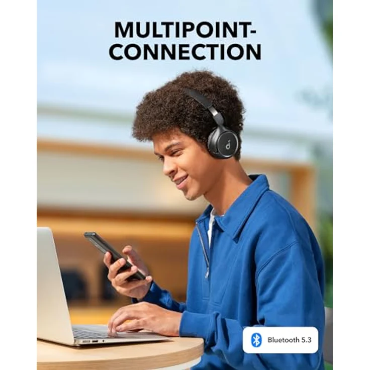 soundcore H30i Kabellose On-Ear Kopfhörer, Faltbares Design, Purer Bass, 70h Wiedergabe, Bluetooth 5.3, Leicht und bequem, App Steuerung, Multipoint-Verbindung – Bild 5
