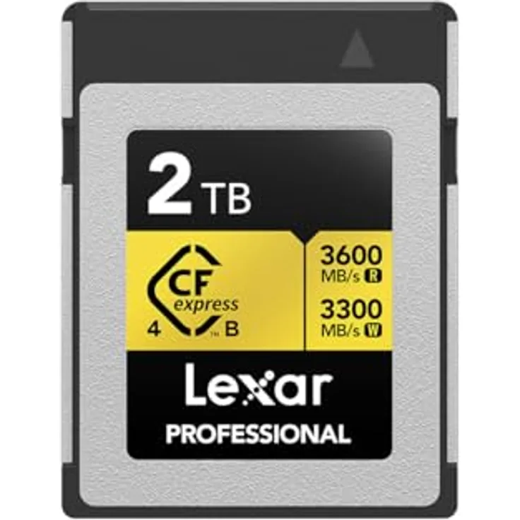 Lexar CFExpress Professional Type B 4.0 Gold, 2 TB Speicherkarte mit 3600 MB/s Lesegeschwindigkeit und 3300 MB/s Schreibgeschwindigkeit