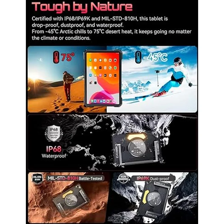 CUBOT Tab Kingkong S, 10,1 Zoll HD+ Tablet mit 16 GB RAM, 256 GB ROM, 48 MP Kamera, 15300 mAh Akku, 4G Dual-SIM, Android 15, Schwarz – Bild 5