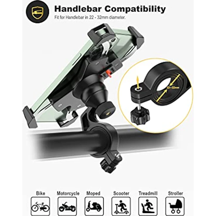 Grefay Fahrrad Handyhalterung, Edelstahl Motorrad Fahrrad Lenker Handy Halterung Mit 360 Drehen für 4,5-6,8 Zoll Smartphone – Bild 4