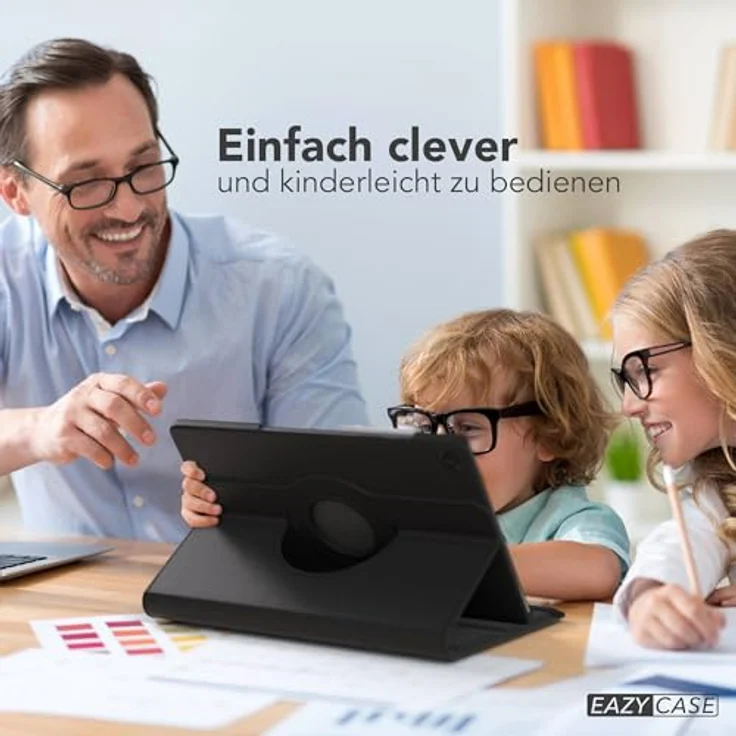 EAZY CASE Tablet Hülle für Samsung Galaxy Tab A11 Plus, 11 Zoll drehbare Schutzhülle mit Standfunktion, Kunstleder Schwarz, 360° rotierbar – Bild 3