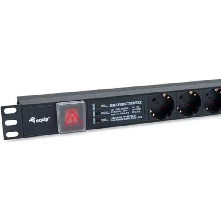 equip Steckdosenleiste, 1HE6fach mit Schuko + Schalt Alu, 1,80 m Kabel, robust für 19" Schranksysteme – Bild 3