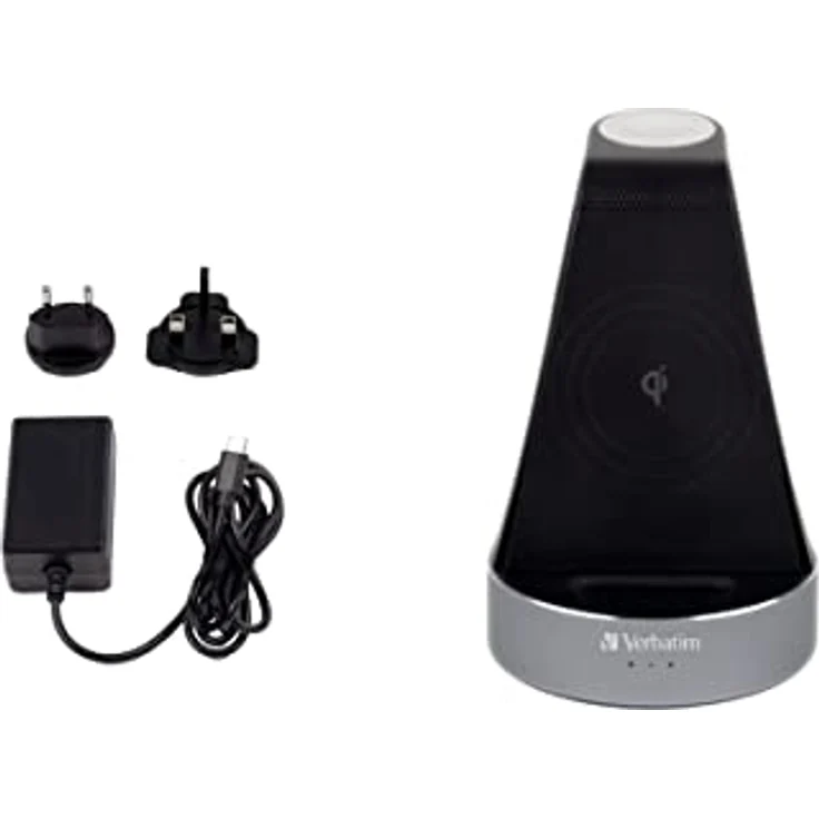 Verbatim 2-in-1 Qi MFi Wireless Charger WCS-01, für iPhone, Apple Watch & Qi-fähige Geräte, Handy Ständer mit induktiver Ladestation, kabelloses Ladegerät für Apple, Samsung und mehr – Bild 2