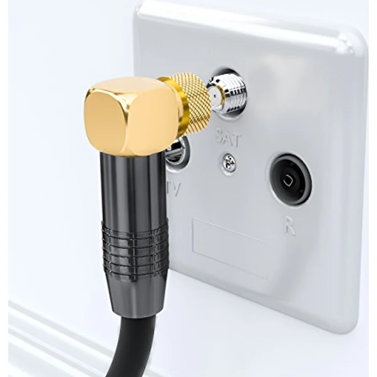 deleyCON 1m SAT Antennenkabel PREMIUM HDTV Satellitenkabel gewinkelt Koaxialkabel - F-Stecker (90° Grad) zu F-Stecker (90° Grad) - Schwarz - METALL vergoldet – Bild 7