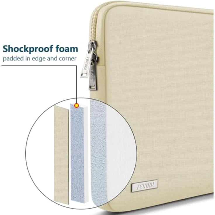 TECOOL 13,3 Zoll Laptop Tasche Hülle für MacBook Air/Pro, Wasserdicht mit Polsterschaum, Beige – Bild 4