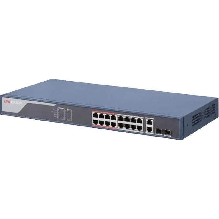 Hikvision DS-3E1318P-SI, Managed Netzwerk Switch mit 16 Gigabit Ports, PoE und 7,2 Gbit/s Switching-Kapazität, Schwarz