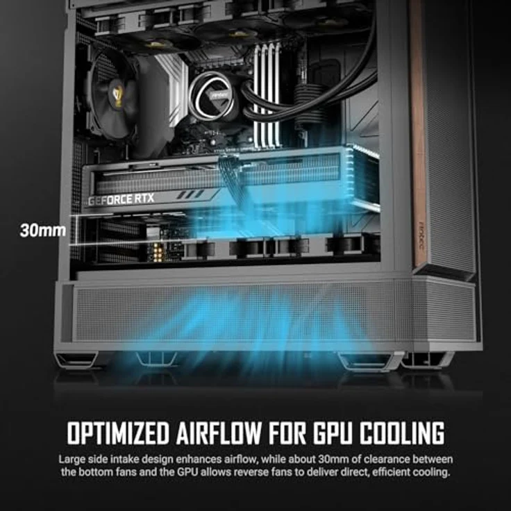 Antec P30 Air, PC-Gehäuse mit Metallgitter-Frontblende, schwarz, Highspeed-USB-Typ-C-Anschluss 10 Gbit/s, 7 PCIe-Steckplätze – Bild 5