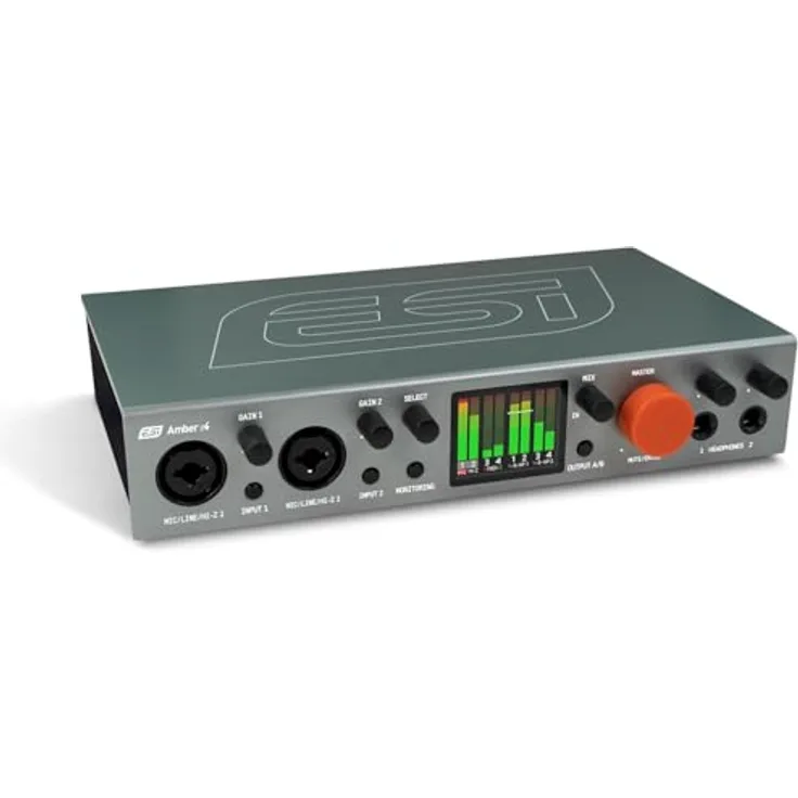 ESI Amber i4, 24-bit/192kHz USB-C Audiointerface mit 4 Ein-/4 Ausgängen, 4x TRS-Line-Eingänge und 2x Mic-Pre-Eingänge
