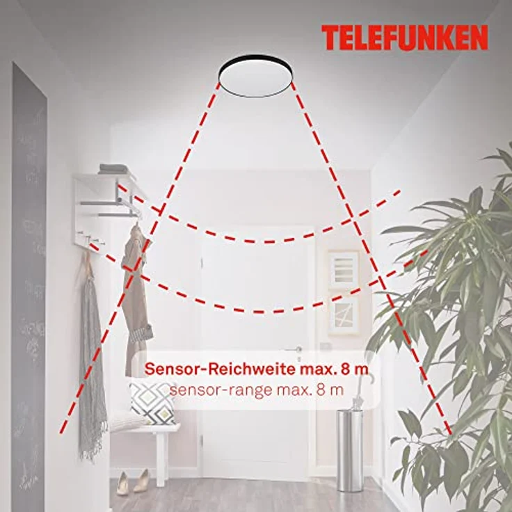 Telefunken LED Deckenleuchte mit Bewegungssensor & Tageslichtsensor, 16W, 1.500 Lumen, Ø 29cm, Weiß/Schwarz - Preisvergleich – Bild 3