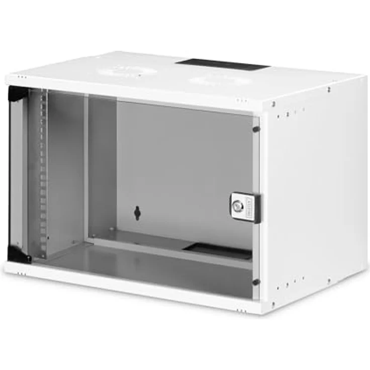 DIGITUS Netzwerkschrank SoHo Pro - 19-Zoll Rack 7 HE - Unmontiert - Wandmontage - 400 mm Tiefe - 327 mm Nutztiefe - Traglast 60 kg - Glastür - Grau – Bild 1