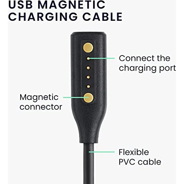 kwmobile USB Ladekabel für Bose Frames Rondo/Soprano/Soprano Style/Alto/Tenor, Schwarz - Praktisches Ersatzkabel mit schneller Ladegeschwindigkeit – Bild 2