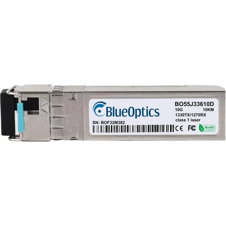BlueOptics Alcatel-Nokia 3HE05037AB kompatibler SFP+ Transceiver, 10GBASE-BX-D mit LC Simplex Anschluss, Silber