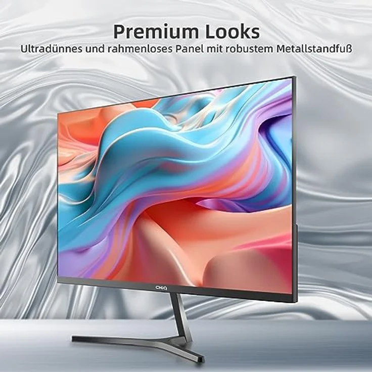 CHIQ 24 Zoll Monitor, Full HD, Ultra Slim, 3-seitig Rahmenlos, IPS, 99% sRGB, AMD FreeSync, 75Hz, VA, VESA montierbar, Quick Release – Bild 2