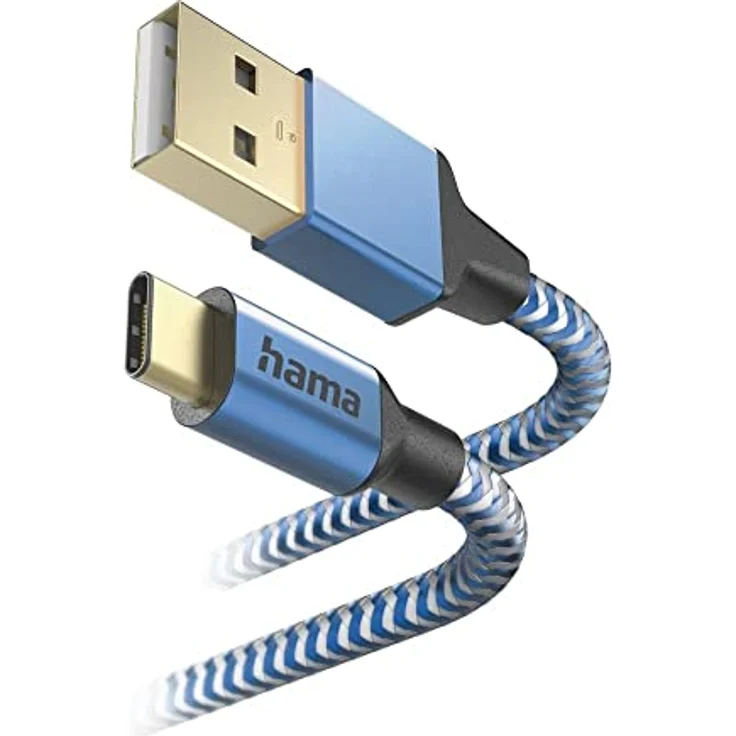 Hama Ladekabel Reflective, USB-A - USB-C, 1,5 m, Nylon, Blau – Bild 1