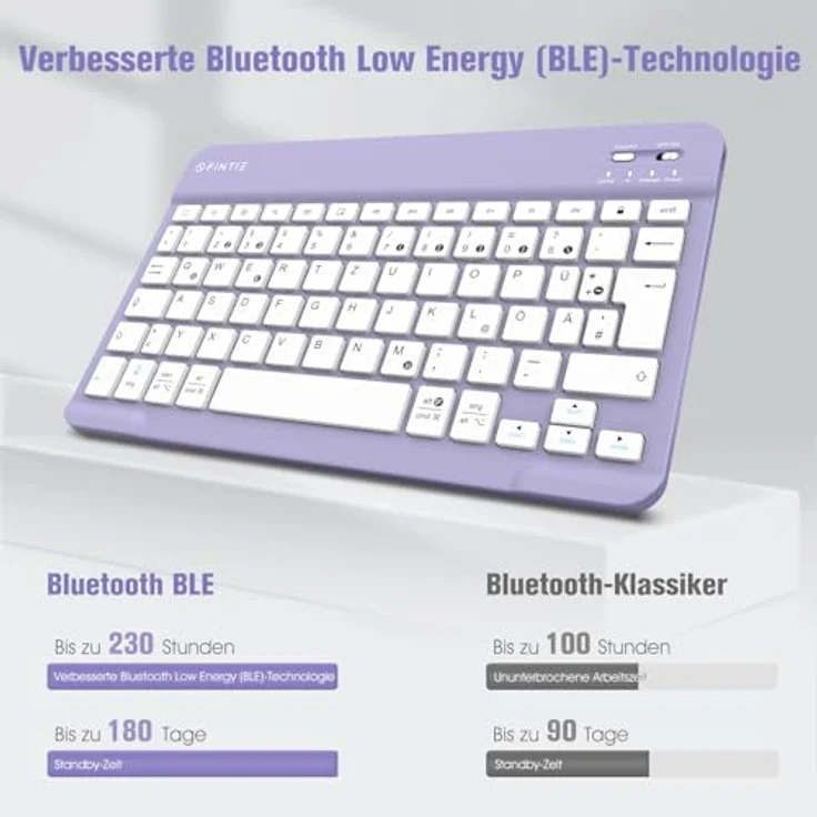 Fintie Tastatur Hülle für Samsung Galaxy Tab A9 Plus 11 Zoll 2023 Tablet SM-X210/X216/X218, Magnetisch Abnehmbarer Deutscher Bluetooth Tastatur, Lila Marmor – Bild 4