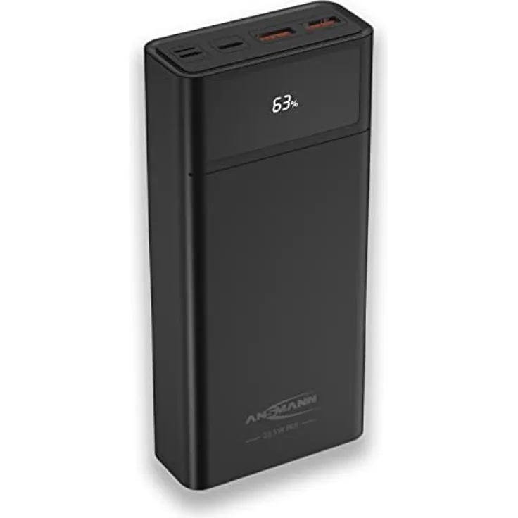 ANSMANN Powerbank 24.000 mAh 22,5W PB322PD (1 STK.) - Externer Akku mit 2X USB-A, 1x USB-C, 1x Lightning Anschluss - Notfall-Akku für mehrfaches Aufladen von Smartphones, Tablets, Kopfhörern etc.