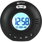 Geemarc Vibrationswecker mit starkem 75dB Klingelton, Blitzlicht und integriertem Vibrator für Hörgeschädigte und Langschläfer Wake 'N' Shake Voyager - Batteriebetrieben - Schwarz