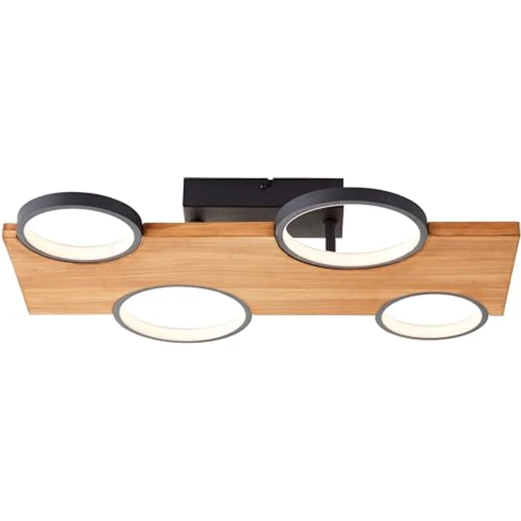Brilliant Lampe Cheesy LED Deckenleuchte 55x35cm matt schwarz/holz Metall/Holz braun 28 W LED integriert, dimmbar und nachhaltiges Holz – Bild 3