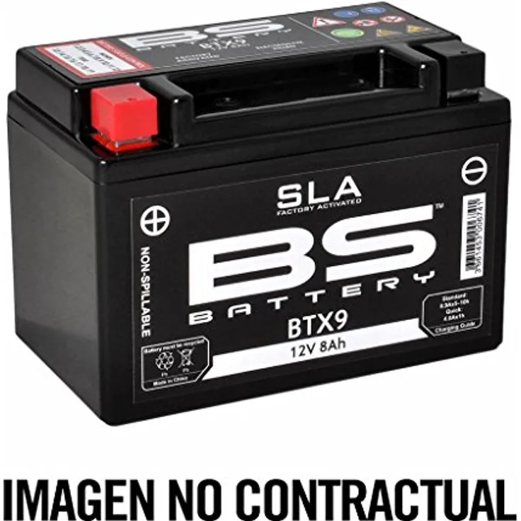 BS Battery BTX12, Wartungsfreie SLA-Batterie, werkseitig aktiviert, 12V 10Ah, hohe Vibrationsbeständigkeit, sofort einsatzbereit