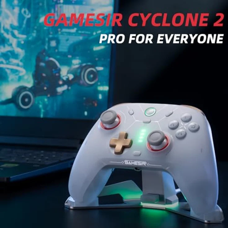 GameSir Cyclone 2 PC Controller Mag-Res TMR Sticks 1000Hz Report Rate Hall & Micro 2-in-1 Triggers RGB Beleuchtung mit Ladestation für PC/Switch/iOS/Android (Weiß) – Bild 2