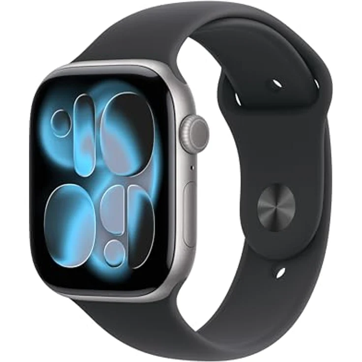 Apple Watch Series 11 GPS, 46 mm, Aluminiumgehäuse Grau, Sportarmband Schwarz - S/M – Bild 1