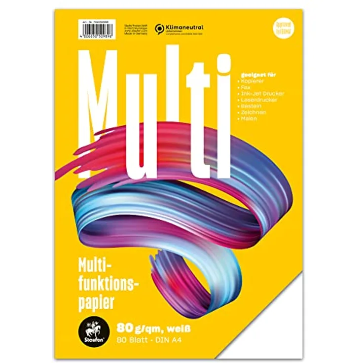 Staufen Style Multifunktionspapier - DIN A4, 80 Blatt, Farbe: weiß, 80g/m² Qualitätspapier, 1 Stück