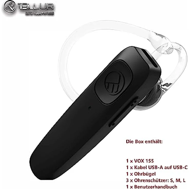 Tellur Vox 155 Black, Bluetooth Headset mit Aktiver Geräuschunterdrückung und 9h Akkulaufzeit, Kabellos, Schwarz – Bild 10