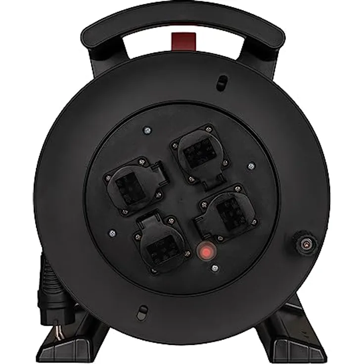 JUMBO Kabeltrommel 2.0 in schwarz, 4x Schutzkontakt-Steckdose, H07RN-F 3G1,5 mm², 40 m