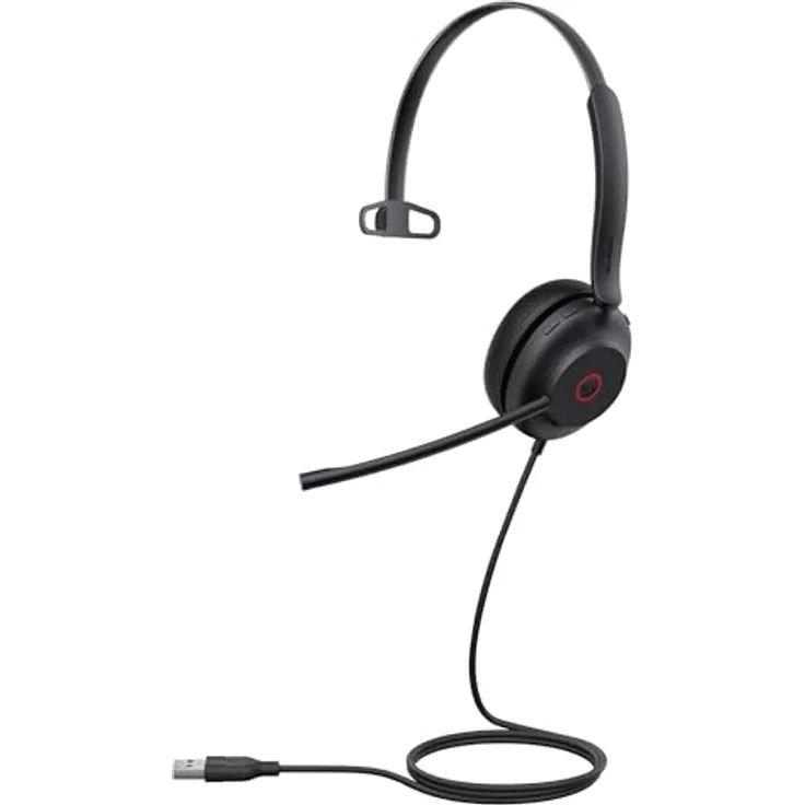 Yealink Headset UH35 Mono Teams, Kabelgebundenes On-Ear Headset mit dualem Mikrofon, Schwarz