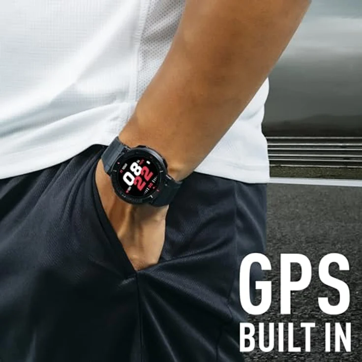 Reflex Active Series 43 Smartwatch, mit GPS, 100+ Sportmodi, Herzfrequenzmesser, Anruf-Funktion, IP68 wasserdicht, schwarzes Silikonarmband für Android – Bild 4