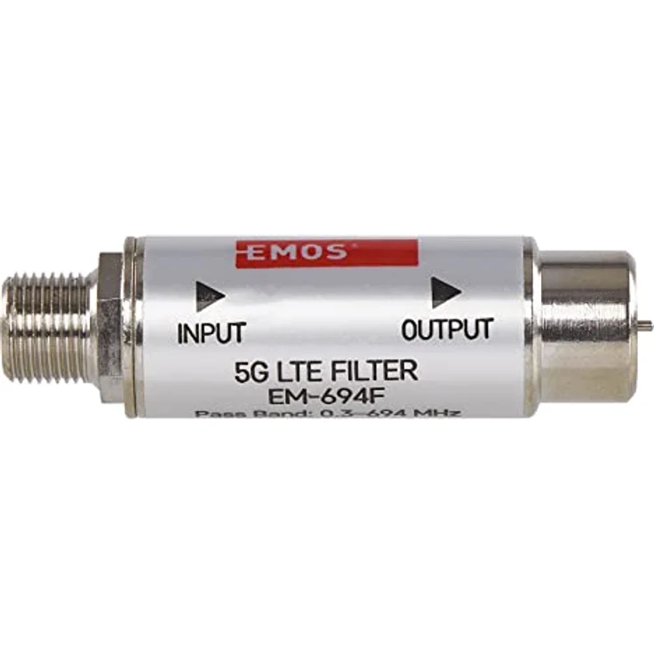 EMOS LTE/4G/5G Sperrfilter, Durchlassbereich bis 694 MHz, DC Durchlass, 1,6 x 4 cm, F-Anschluss J5711 Silbern - Preisvergleich – Bild 2