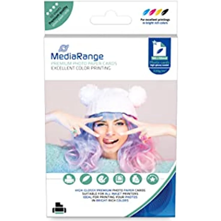 MediaRange 100x150mm Fotopapier-Karten, hochglänzend, 220g, 50 Blatt – Bild 2