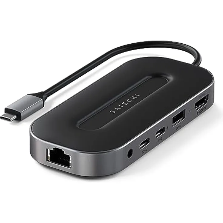 SATECHI USB4 6-in-1-Multiport-Adapter – USB-C-PD Aufladung, 8K HDMI, USB-A- und USB-C-Datenanschluss, Ethernet-Anschluss – Kompatibel mit M2 und M1 MacBook, 2021 iPad Pro, Mac Mini M1, iMac M1