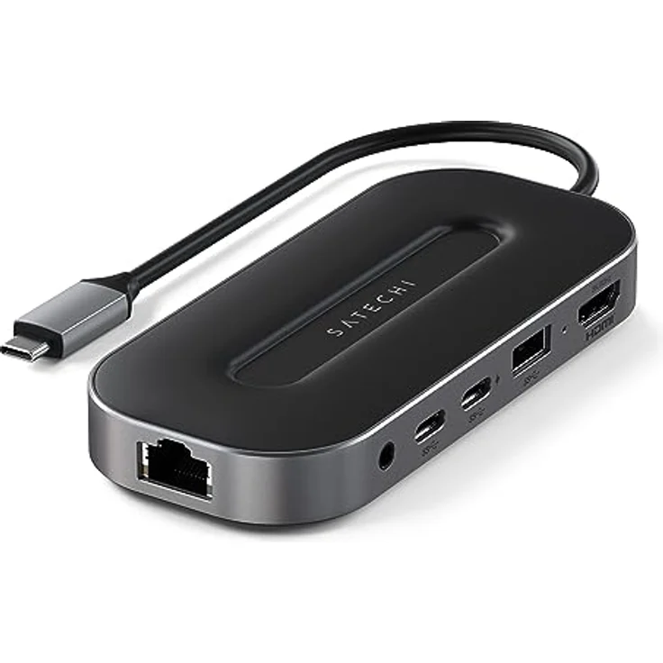 SATECHI USB4 6-in-1-Multiport-Adapter – USB-C-PD Aufladung, 8K HDMI, USB-A- und USB-C-Datenanschluss, Ethernet-Anschluss – Kompatibel mit M2 und M1 MacBook, 2021 iPad Pro, Mac Mini M1, iMac M1 – Bild 1