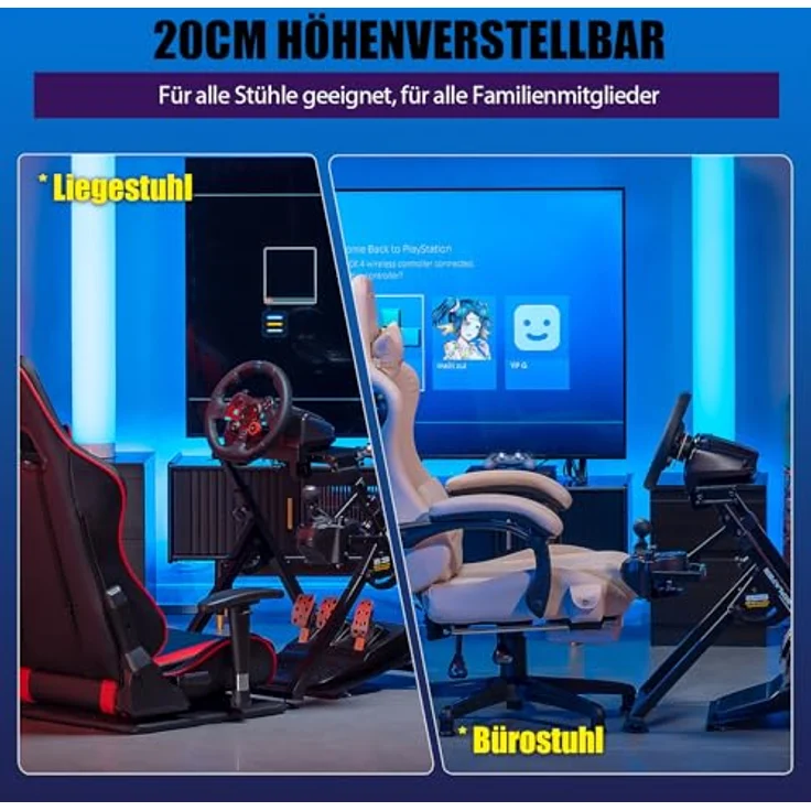 GTPLAYER Lenkradständer für Lenkrad Gaming Wheel mit neigungsverstellbarem Gestell, V1 V2 Schalthebelhalterung, kompatibel mit PS4, Xbox und PC, höhenverstellbar von 68,5 bis 80 cm – Bild 5
