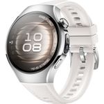 HUAWEI WATCH 5, Smartwatch mit 1,38" AMOLED-Touchscreen, GPS, Herzfrequenzmonitor, blutsauerstoffmessung, wasserbeständig bis 5 ATM, Edelstahlgehäuse, weisses Kunstlederarmband