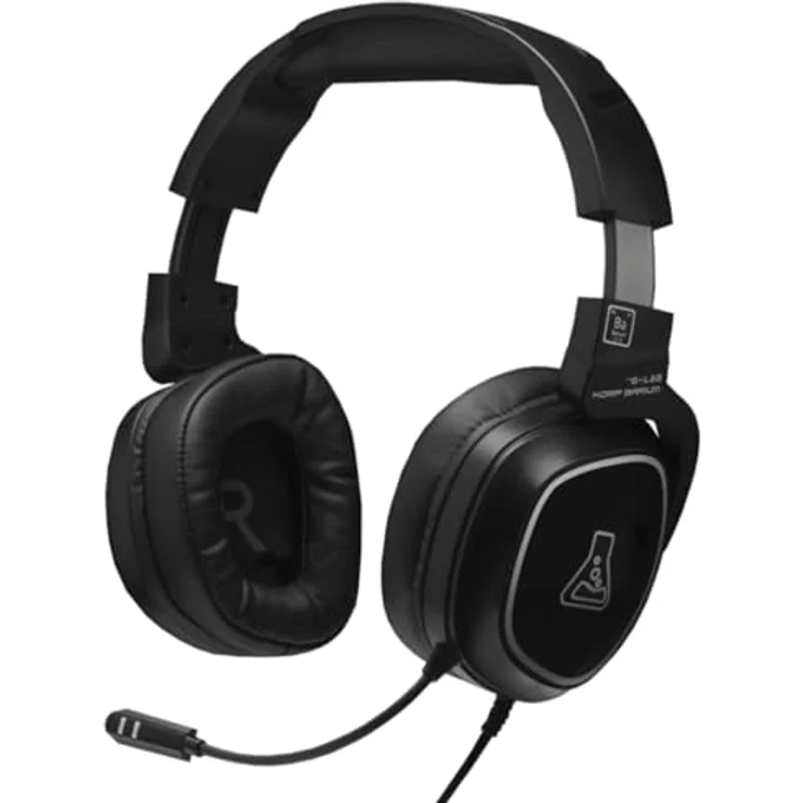 THE G-LAB Korp Barium, Gaming-Kopfhörer mit hochwertigem Stereo-Sound, flexiblem Mikrofon, 3,5 mm Klinkenstecker, drehbaren Ohrmuscheln, ultra Komfort – Schwarz – Bild 1