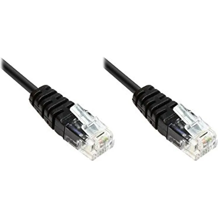 Good Connections® ISDN-Anschlusskabel, 2x RJ11 Stecker, 4-adrig, rund, schwarz, 1,5m