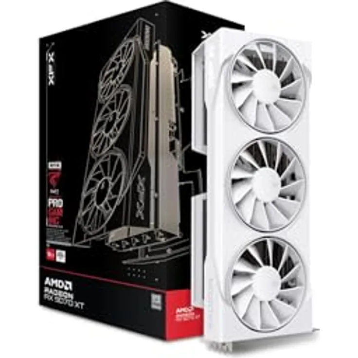 XFX Radeon RX 9070XT Gaming-Lüfter, Weiß, Triple Edition mit 16GB GDDR6 HDMI 3xDP, AMD RDNA™ 4