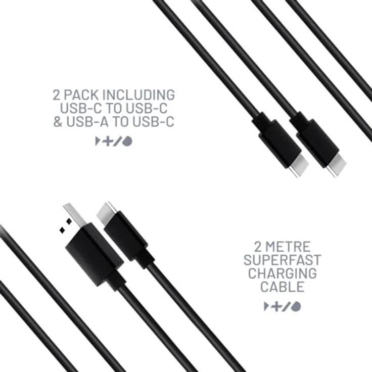 Stealth Silikon Ladekabel, Doppelpack (2x 2m), 1x USB-A -> C & 1x USB-C -> C, flexibel, schwarz – Bild 4
