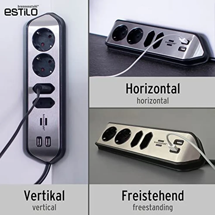 Brennenstuhl 1153590410 Tischsteckdose 1 Stück Silber, Schwarz Schutzkontakt 1St. – Bild 3