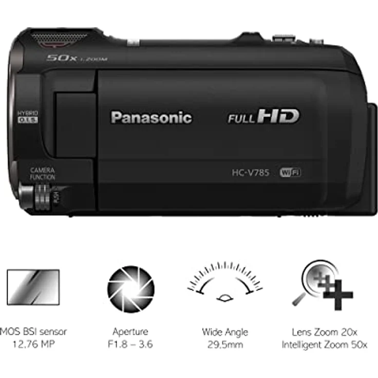 Panasonic HC-V785EG-K, Full HD Camcorder mit 20x optischem Zoom, 6,03 MP BSI-Sensor, schwarz – Bild 2