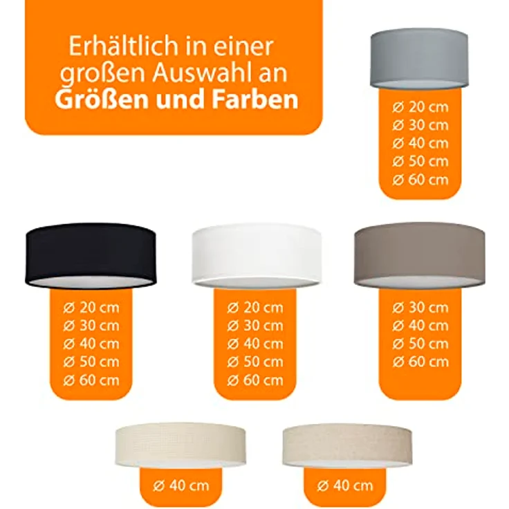 Smartwares IDE-60044 Deckenleuchte- Textilschirm, 50 cm, 4 x E27, Schwarz – Bild 8